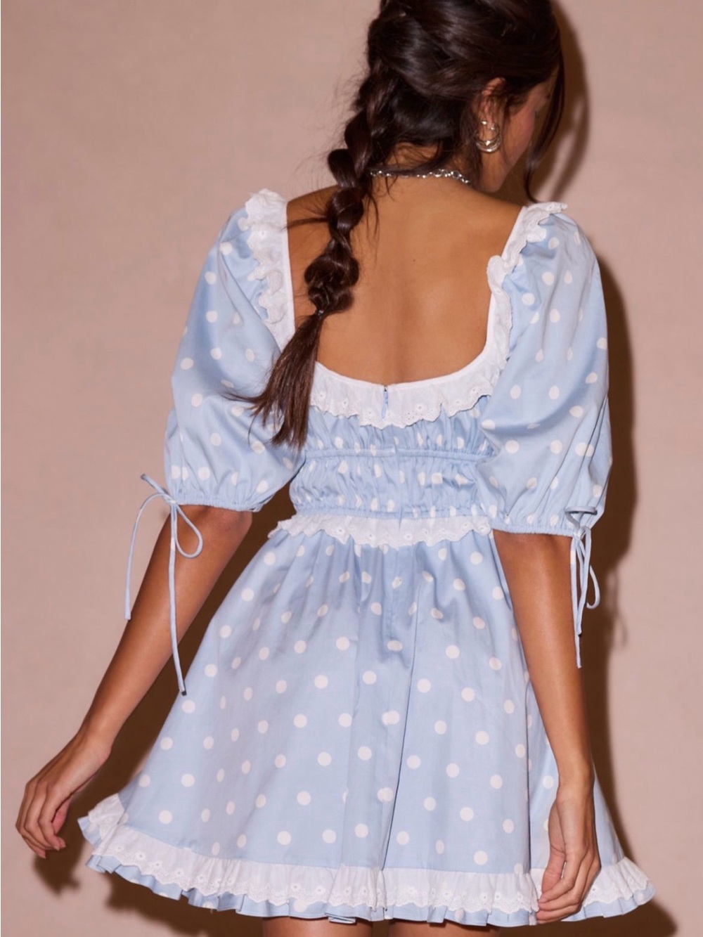 For Love & Lemons Jackson Puff
Sleeve Mini Dress | Blue Polka Dot | S | NWT - Picture 3 of 8